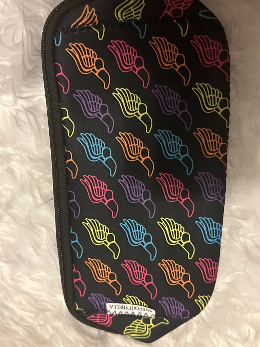 Colorful Neon Wing Print Zip Pouch